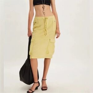 NWOT Free People Evie Column Midi Cargo Skirt, 0